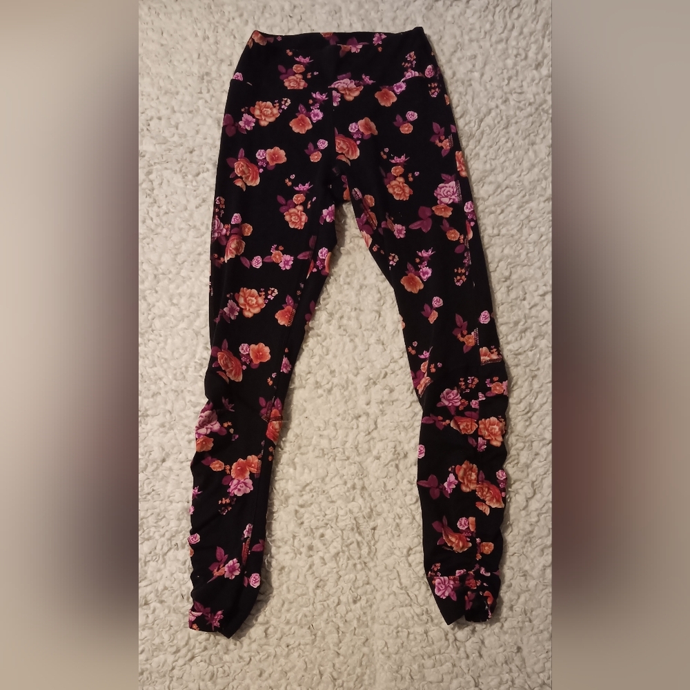 PINK Victoria's Secret Kids Leggings - Black with Pink Floral